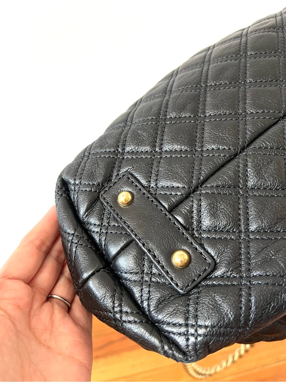 Marc Jacobs Black Quilted Stam Hobo Bag with Gold Chain - Picture 15 of 16